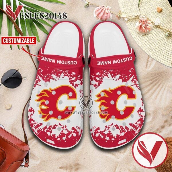 Calgary Flames Personalized Crocs Clogs, Unique Footwear For Fans 1