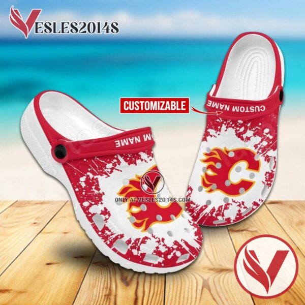 Calgary Flames Personalized Crocs Clogs, Unique Footwear For Fans