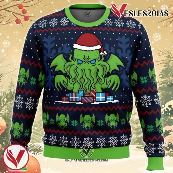 Call Of Christmas Cthulhu Ugly Christmas Sweater, Unique Christmas Gift For Fans - Vesles2014S