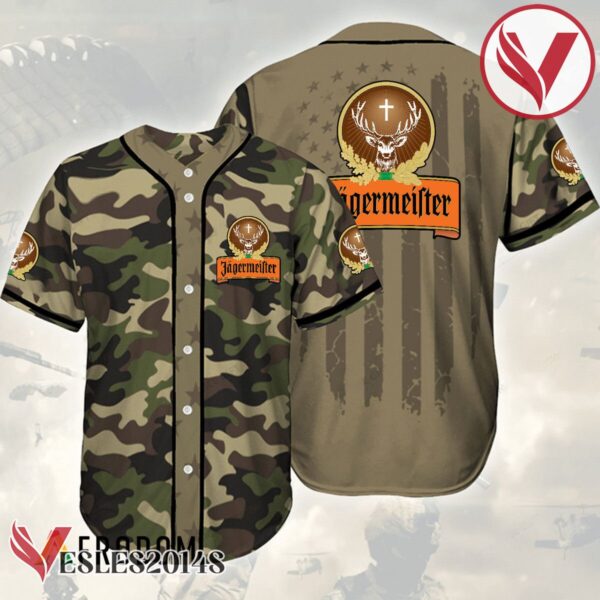 Camouflage Green Brown Jagermeister Baseball Jersey, Perfect Gifts For Fans - Vesles2014S