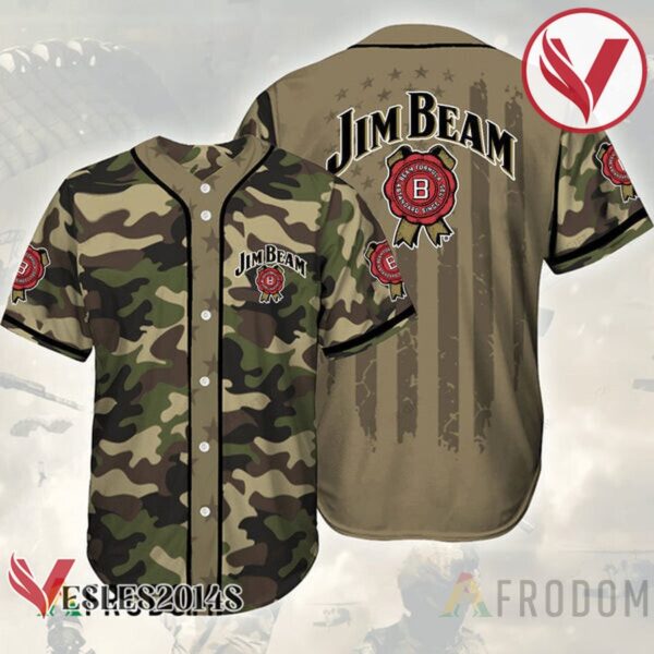 Camouflage Green Brown Jim Beam Baseball Jersey, Perfect Gifts For Fans - Vesles2014S