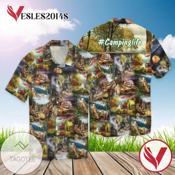 Camping Life For Men And Women Graphic Print Short Sleeve Hawaiian Casual Shirt Vesles2014S 1