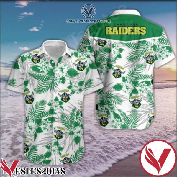 Canberra Raiders Green Tropical Floral White Hawaiian Shirt, Unique Gifts For Friends - Vesles2014S 1