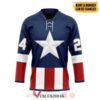Captain America Custom Hockey Jersey, Trending Gifts For Fans - Vesles2014s