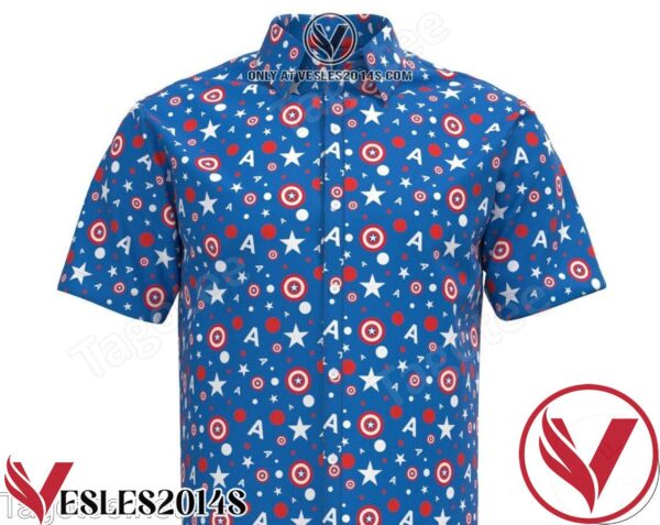 Captain America First Avenger Shield Star Logo Symbol Marvel Disney Park Disneyland Shirt Hawaiian Shirt, Unique Gifts For Friends - Vesles2014S 1