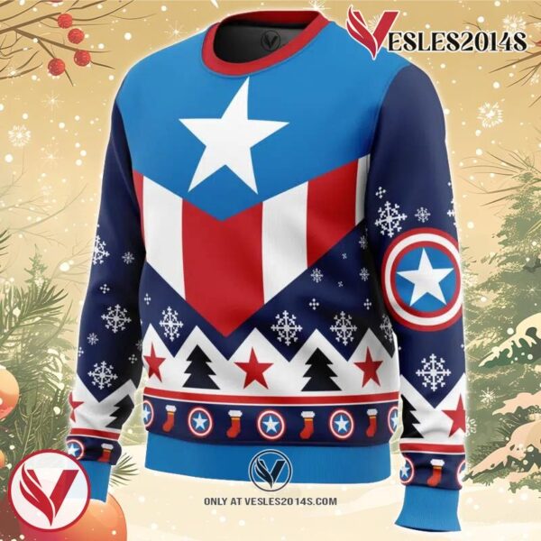 Captain America Ugly Christmas Sweater, Unique Christmas Gift For Fans - Vesles2014S 1
