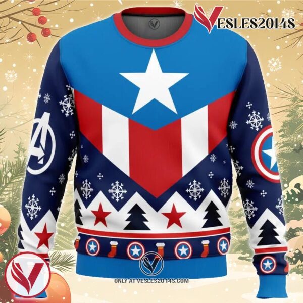 Captain America Ugly Christmas Sweater, Unique Christmas Gift For Fans - Vesles2014S