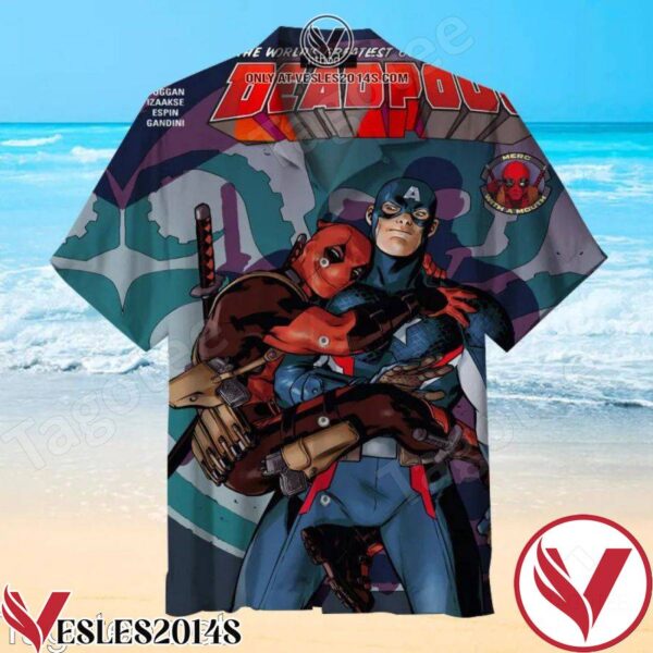 Captain America and Deadpool Marvel Comics Hawaiian Shirt And Short, Unique Gifts For Friends - Vesles2014S 1