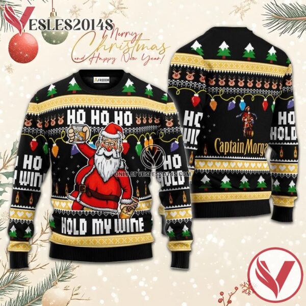 Captain Morgan Black Hold My Wine Ugly Sweater, Unique Winter Outfits For Fans - Vesles2014S  1