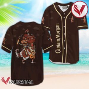 Captain Morgan Brown Halloween Dinosaur Baseball Jersey, Perfect Gifts For Fans - Vesles2014S