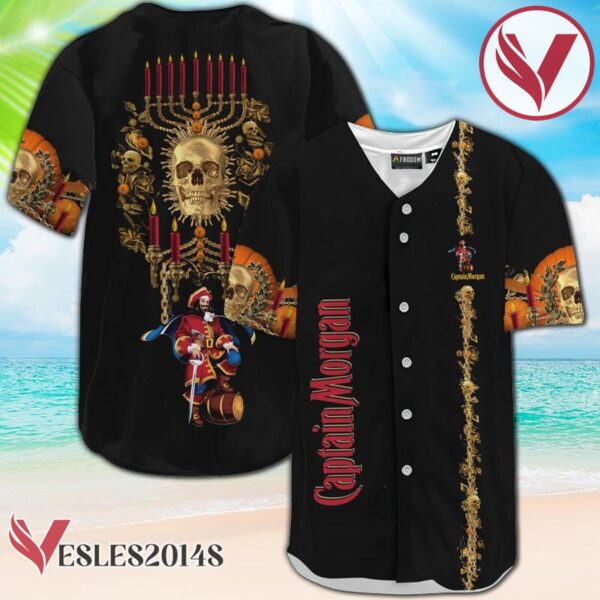 Captain Morgan Golden Skull And Pumpkin Baseball Jersey, Perfect Gifts For Fans - Vesles2014S