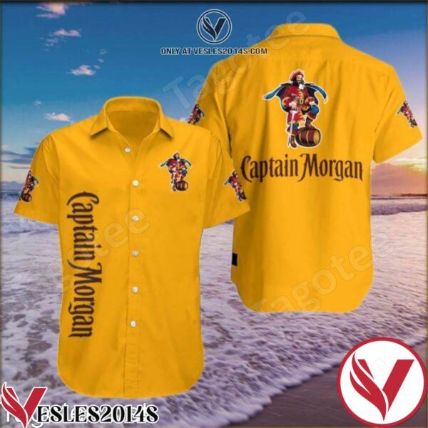 Captain Morgan Logo Yellow Hawaiian Shirt, Unique Gifts For Friends - Vesles2014S 1