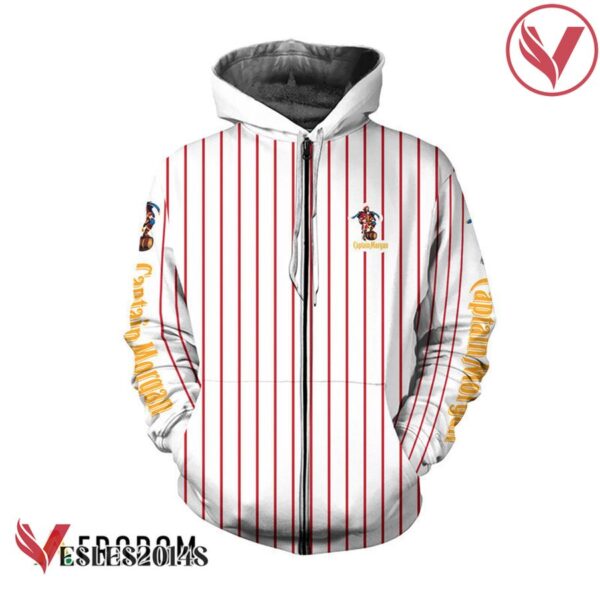 Captain Morgan White Vertical Striped Hoodie & Zip Hoodie - Vesles2014S 2
