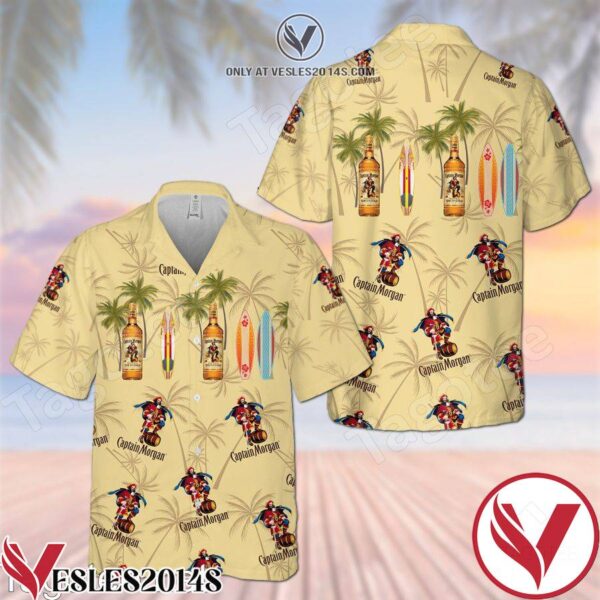 Captain Morgan Yellow Hawaiian Shirt And Short, Unique Gifts For Friends - Vesles2014S 1