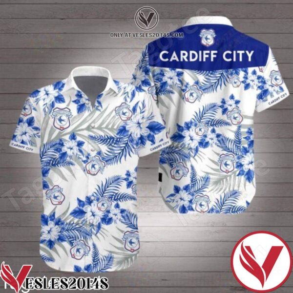 Cardiff City Blue Tropical Floral White Hawaiian Shirt, Unique Gifts For Friends - Vesles2014S 1