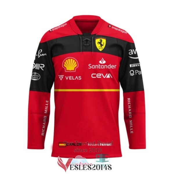 Carlos Sainz Jr Scuderia Ferrari F1 Santander Velas Ceva Hockey Jersey, Trending Gifts For Fans - Vesles2014s 1