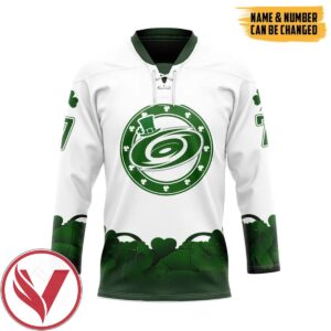 Carolina Hurricanes 2022 St Patrick Day Custom Name Custom Number Hockey Jersey, Trending Gifts For Fans - Vesles2014s 1