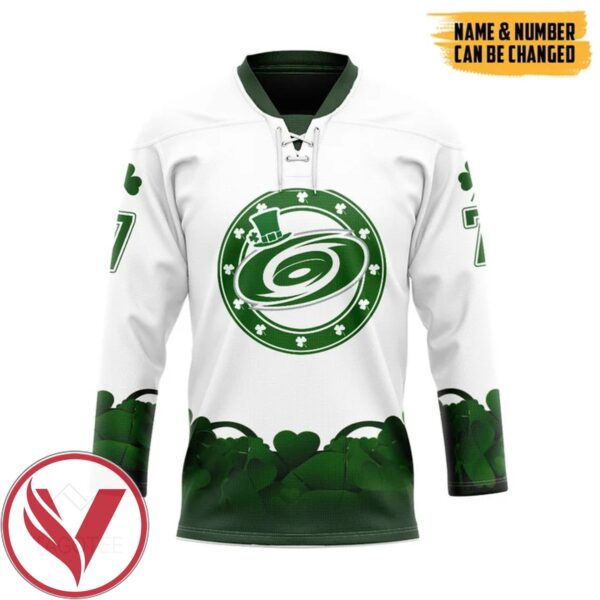 Carolina Hurricanes 2022 St Patrick Day Custom Name Custom Number Hockey Jersey, Trending Gifts For Fans - Vesles2014s 1