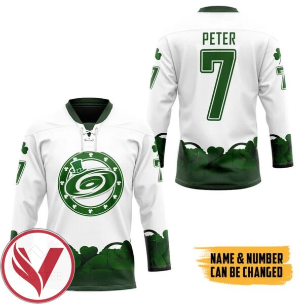 Carolina Hurricanes 2022 St Patrick Day Custom Name Custom Number Hockey Jersey, Trending Gifts For Fans - Vesles2014s 3
