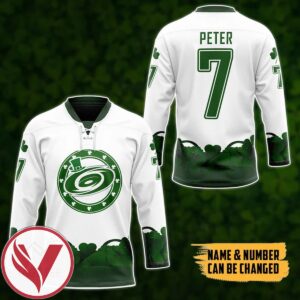 Carolina Hurricanes 2022 St Patrick Day Custom Name Custom Number Hockey Jersey, Trending Gifts For Fans - Vesles2014s