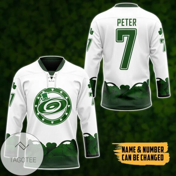 Carolina Hurricanes 2022 St Patrick Day Custom Name Custom Number Hockey Jersey, Trending Gifts For Fans - Vesles2014s 4