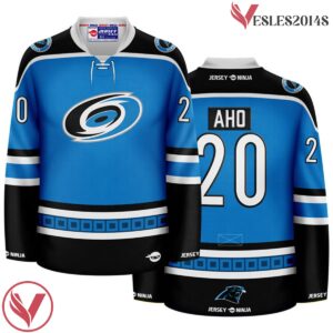 Carolina Hurricanes x Panthers Blue Sebastian Aho Mashup Hockey Jersey - Vesles2014S