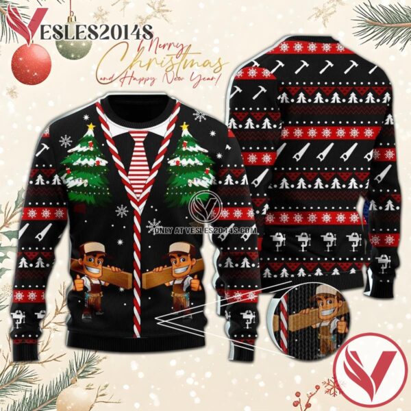 Carpenter With Thumbs Up Xmas Ugly Sweater, Unique Winter Outfits For Fans - Vesles2014S  1