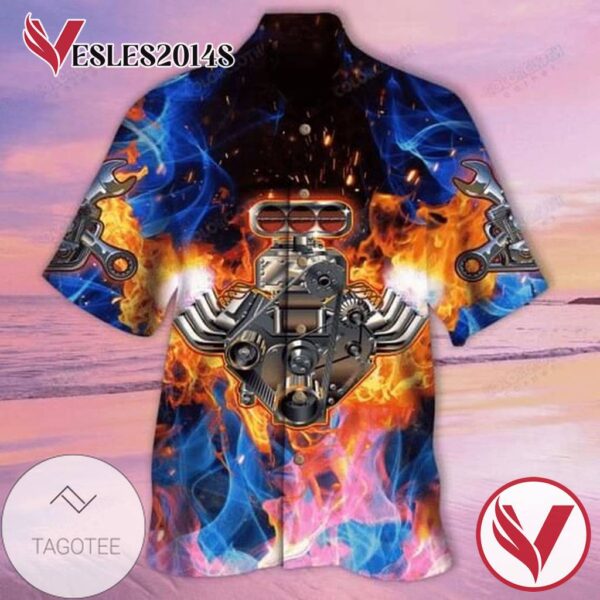 Cartoon tubro engine Print Short Sleeve Hawaiian Casual Shirt Vesles2014S 1