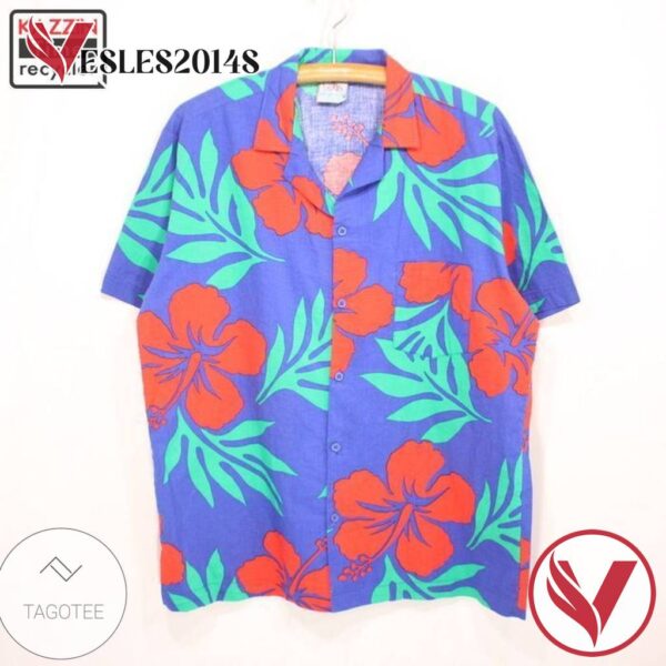Casual Floral Pattern Vintage 80s Hawaiian Shirt Vesles2014S 1