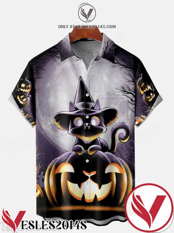 Cat And Pumpkin Halloween Halloween Hawaiian Shirt, Unique Gifts For Friends - Vesles2014S 1