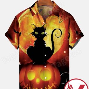 Cat And Pumpkin Halloween Night Halloween Hawaiian Shirt, Unique Gifts For Friends - Vesles2014S 1
