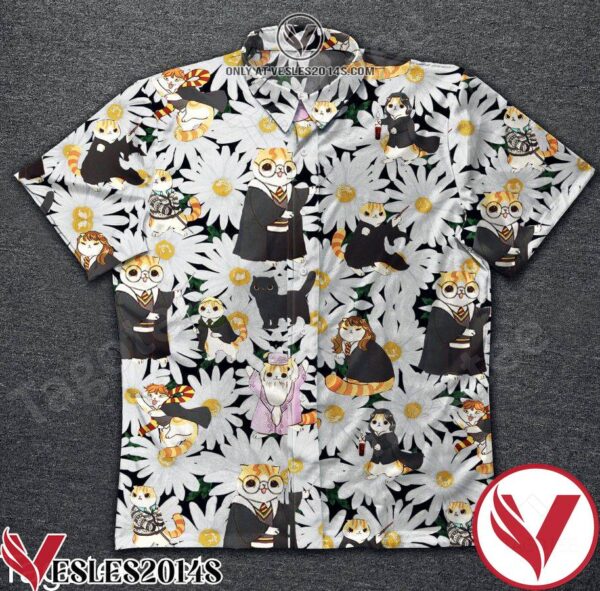 Cat Cosplay Harry Potter White Daisies Hawaiian Shirt, Unique Gifts For Friends - Vesles2014S 1