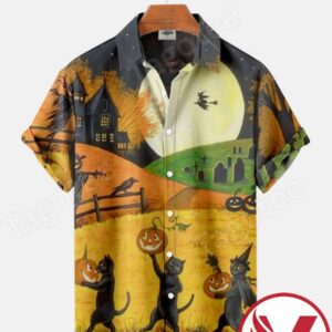 Cat Halloween Night Halloween Hawaiian Shirt, Unique Gifts For Friends - Vesles2014S 1