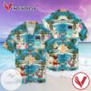 Cat Hawaii In The Beach Graphic Print Short Sleeve Hawaiian Casual Shirt Vesles2014S