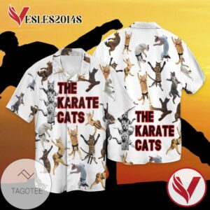 Cat Karate The Karate Cats For Men And Women Graphic Print Short Sleeve Hawaiian Casual Shirt Vesles2014S 1