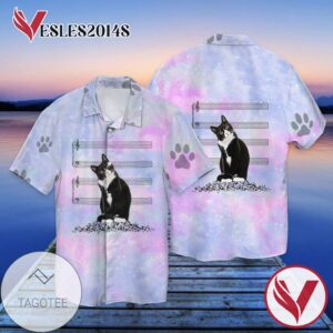 Cat Music For Men And Women Graphic Print Short Sleeve Hawaiian Casual Shirt Vesles2014S