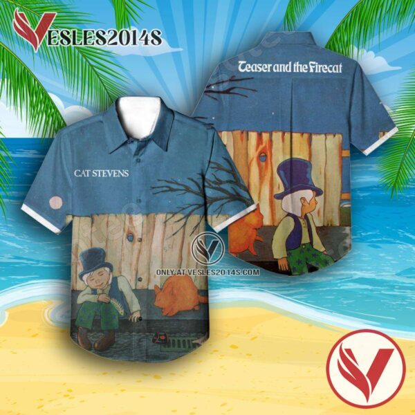 Cat Stevens Teaser And The Firecat Album Cover Hawaiian Shirt, Unique Gifts For Music Lovers - Vesles2014S