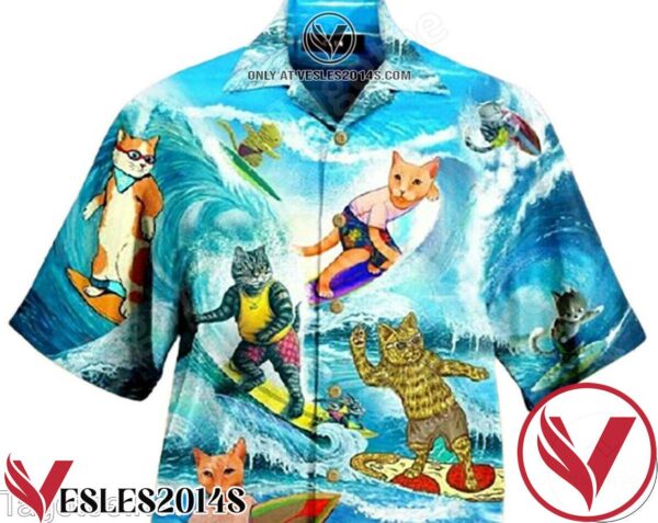 Cat Surfing Hawaiian Shirt, Unique Gifts For Friends - Vesles2014S 1