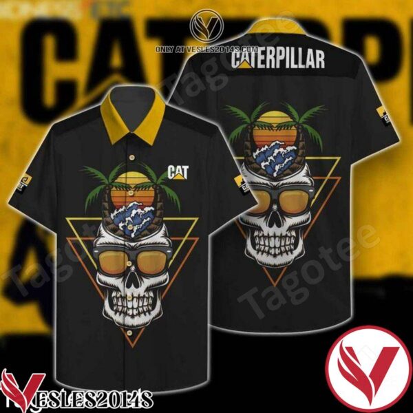 Caterpillar Inc Skull Holiday Beach Sunset Retro Hawaiian Shirt, Unique Gifts For Friends - Vesles2014S 1