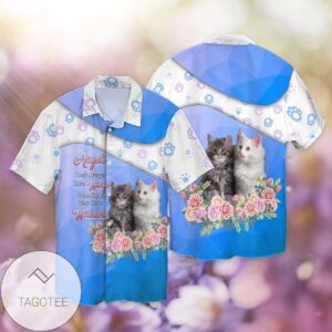 Cats Angels Do Not Always Have Wings Sometimes They Have Whiskers For Men And Women Graphic Print Short Sleeve Hawaiian Casual Shirt Vesles2014S 1