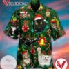 Cats Animal Merry Christmas Print Short Sleeve Hawaiian Casual Shirt Vesles2014S