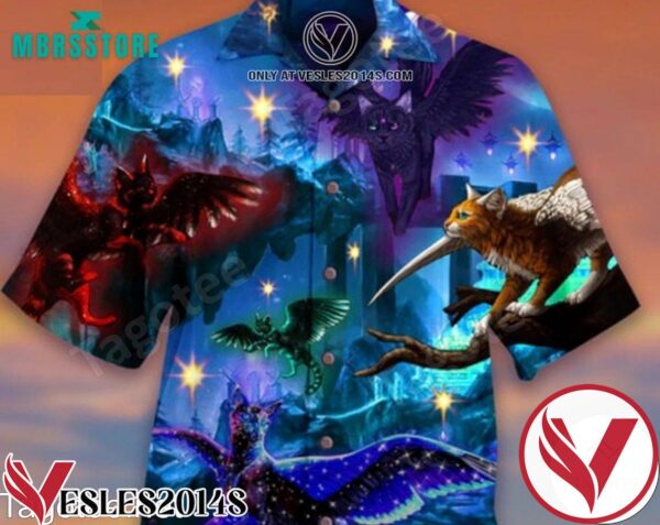 Cats Fly Love Dark Limited Edition Hawaiian Shirt, Unique Gifts For Friends - Vesles2014S 1