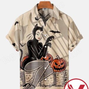 Catwoman Halloween Pin Up Halloween Hawaiian Shirt, Unique Gifts For Friends - Vesles2014S 1