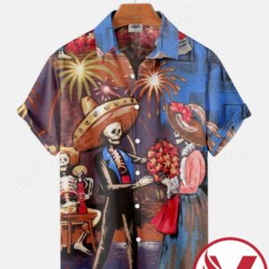 Celebrating Skeleton Halloween Hawaiian Shirt, Unique Gifts For Friends - Vesles2014S 1