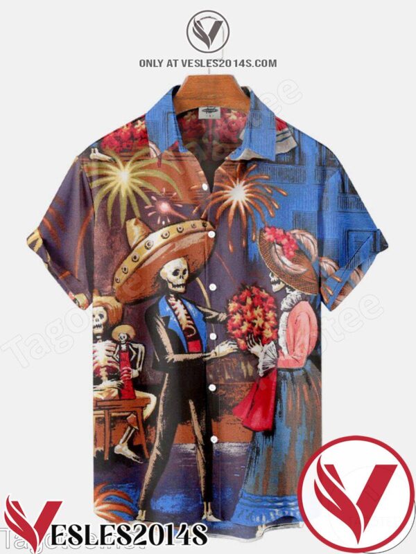 Celebrating Skeleton Halloween Hawaiian Shirt, Unique Gifts For Friends - Vesles2014S 1
