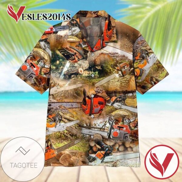 Chainsaw Hawaiian Graphic Print Short Sleeve Hawaiian Casual Shirt Vesles2014S 1