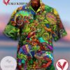 Chameleon Tropical Flowers Print Short Sleeve Hawaiian Casual Shirt Vesles2014S