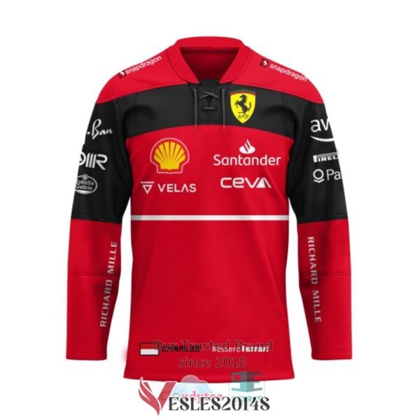 Charles Leclerc Scuderia Ferrari F1 Santander Velas Ceva Hockey Jersey, Trending Gifts For Fans - Vesles2014s 1