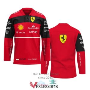 Charles Leclerc Scuderia Ferrari F1 Santander Velas Ceva Hockey Jersey, Trending Gifts For Fans - Vesles2014s
