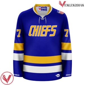 Charlestown Chiefs Blue Reggie Dunlop Hockey Jersey - Vesles2014S 2